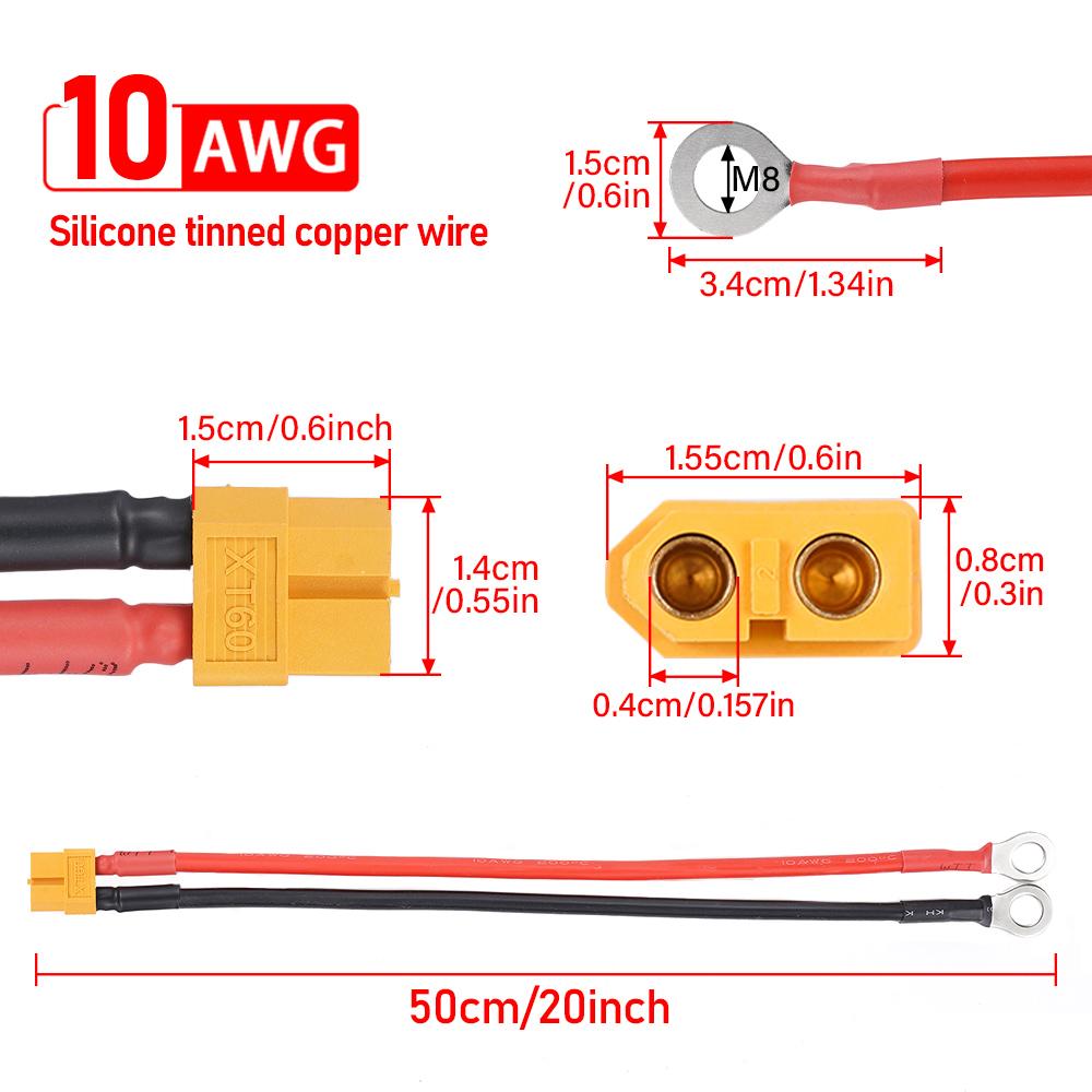 Кабель-переходник XT60 на кольцевой клеммный разъем 10AWG RC ESC Зарядное устройство Сторона питания для RC LiPo аккумулятора FPV Racing
