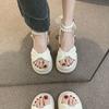 Sandals Women's Summer Wear 2025 Summer Internet Celebrity Casual Temperament Bow Thick Heel with Skirt Word with Sandals
