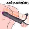 Anal Couples Male Adult Sex Toys Strap On Anal Dildo with Vibrating Cock Ring, Vibrating Anal Butt Plug Penis Sleeve Vibrator Sex Toy 10 Vibrations