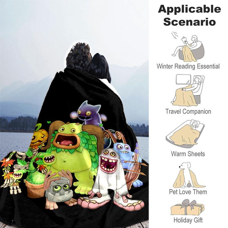 1pc Blanket My Singing Monsters Print Design, Lightweight Blanket for Sofa, Bed- Soft &Warm, Gift for All Seasons like Christmas, Halloween