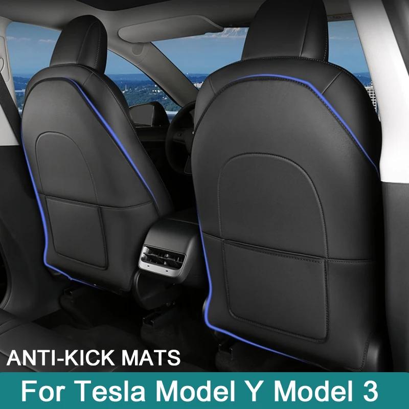 Для Tesla Model Y Model 3 Защитные коврики для спинки автомобильного сиденья Защитные детские противоударные коврики Кожаные аксессуары для салона