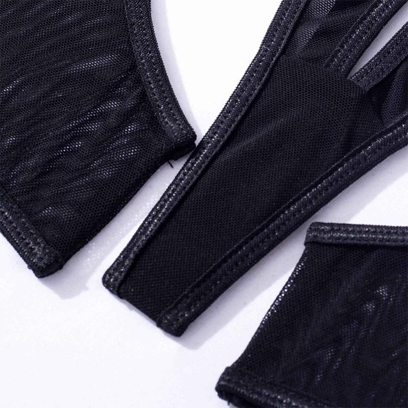 Aduloty Сексуальное эротическое белье, соблазнительная сетчатая марля, полые перспективы, увеличенное кольцо на шею, железное кольцо, соблазнительный женский комплект нижнего белья