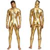 Mens Metallic Shiny Hooded Jumpsuit Long Sleeve Front Zip Up Leggings Tights Catsuit Hoodie Bodysuit
