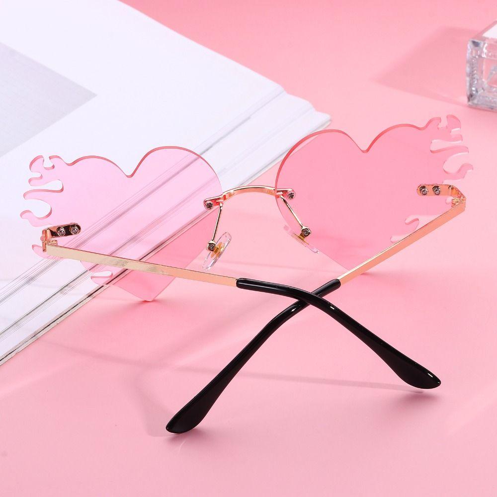Rimless Flame Love Sun Glasses Costume Accessories Halloween Glasses  for Women & Men