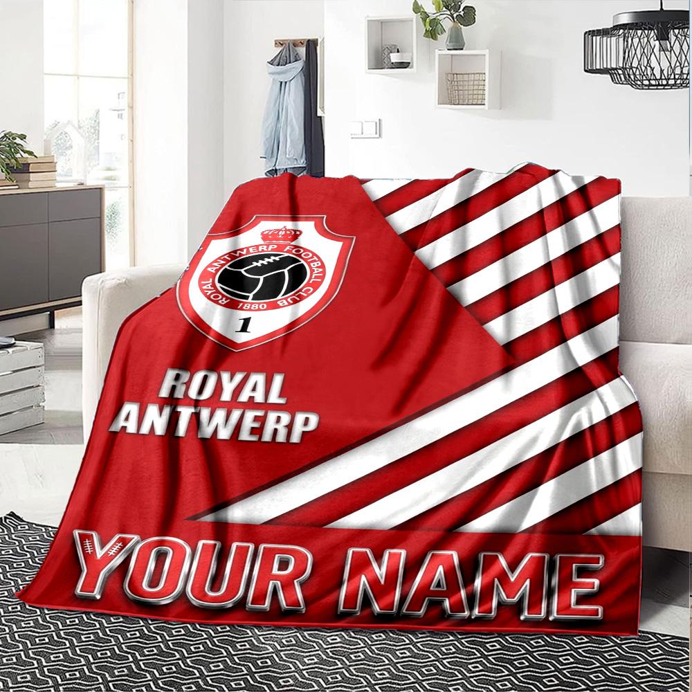 Name Custom Royal Antwerp Print Flannel Blanket High Quality Warm Comfortable Cover for All Seasons Perfect for Gifts Home Decor