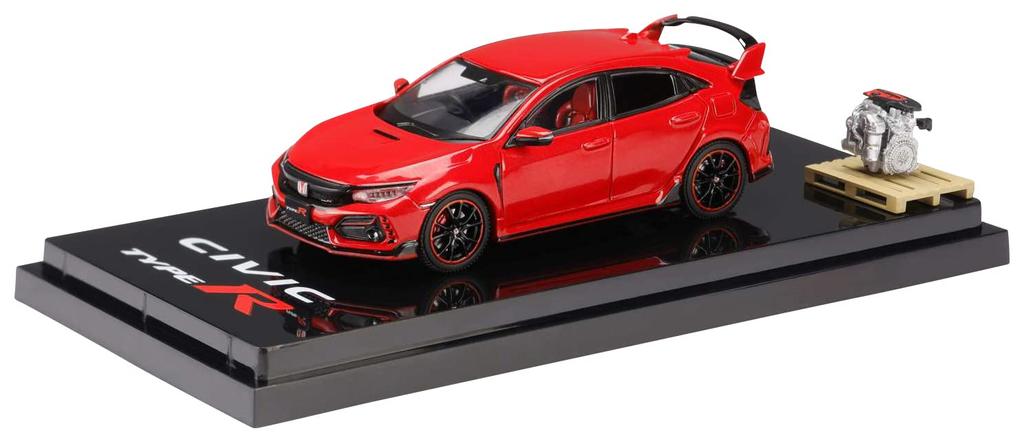 HobbyJAPAN Honda Civic TYPE R 2020 with Engine Display Model Frame Red 1/64 (FK8)