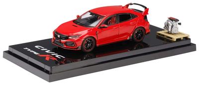 HobbyJAPAN 1/64 Honda Civic TYPE R (ФК8) 2020 года с демонстрационной моделью двигателя, рама красная