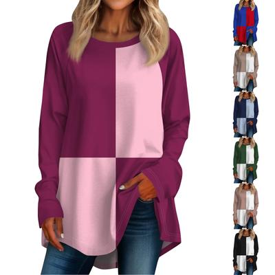 Женская негабаритная полосатая рубашка с длинными рукавами и круглым вырезом, полосатая футболка, верхний пуловер