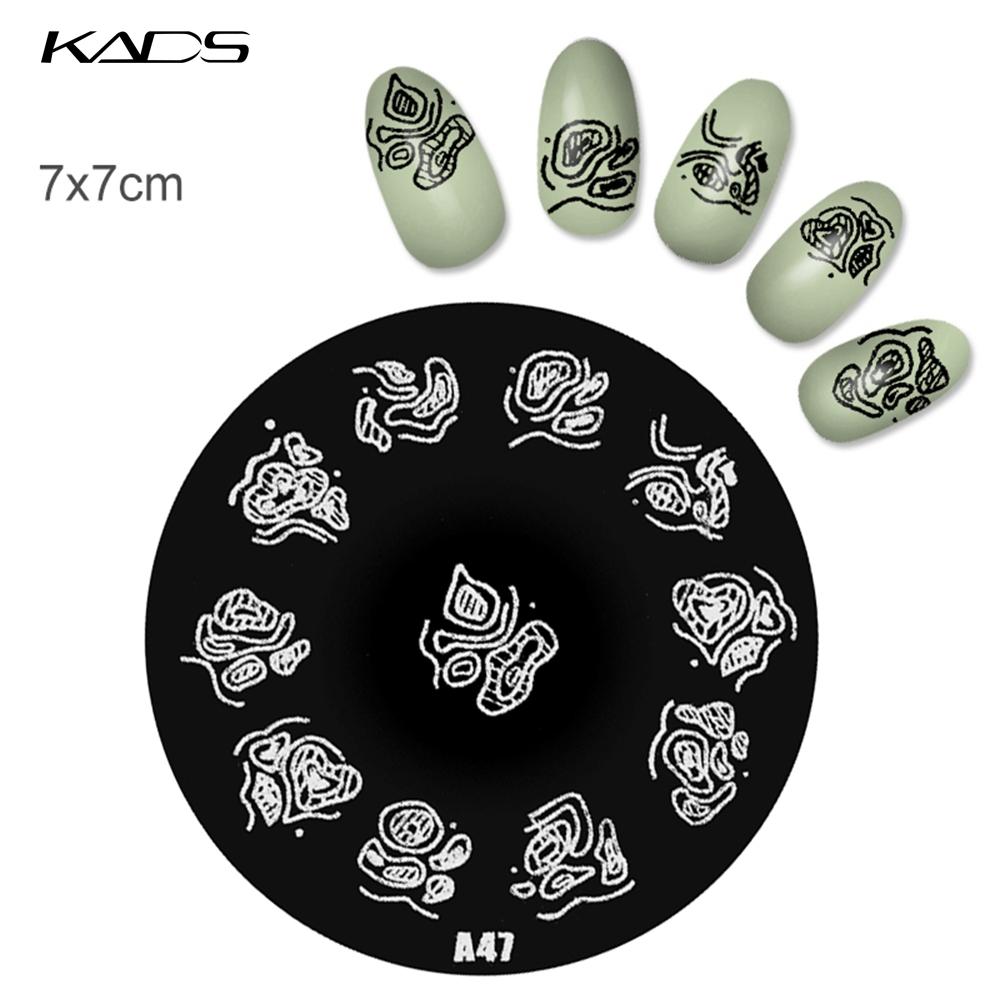 kads 1PC Round Stainless Steel Nail Art Nail Stamping Plates Manicure Stamp DIY for Nail Templates Classic Series Tools