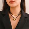 Двухслойное бархатное шнурковое ожерелье с геометрическим кулоном-сердцем, регулируемая длина, стиль чокер, ювелирное изделие для повседневной носки и особых случаев