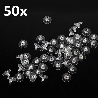 50 шт. Серьги-клатч на спине с пластиковой накладкой