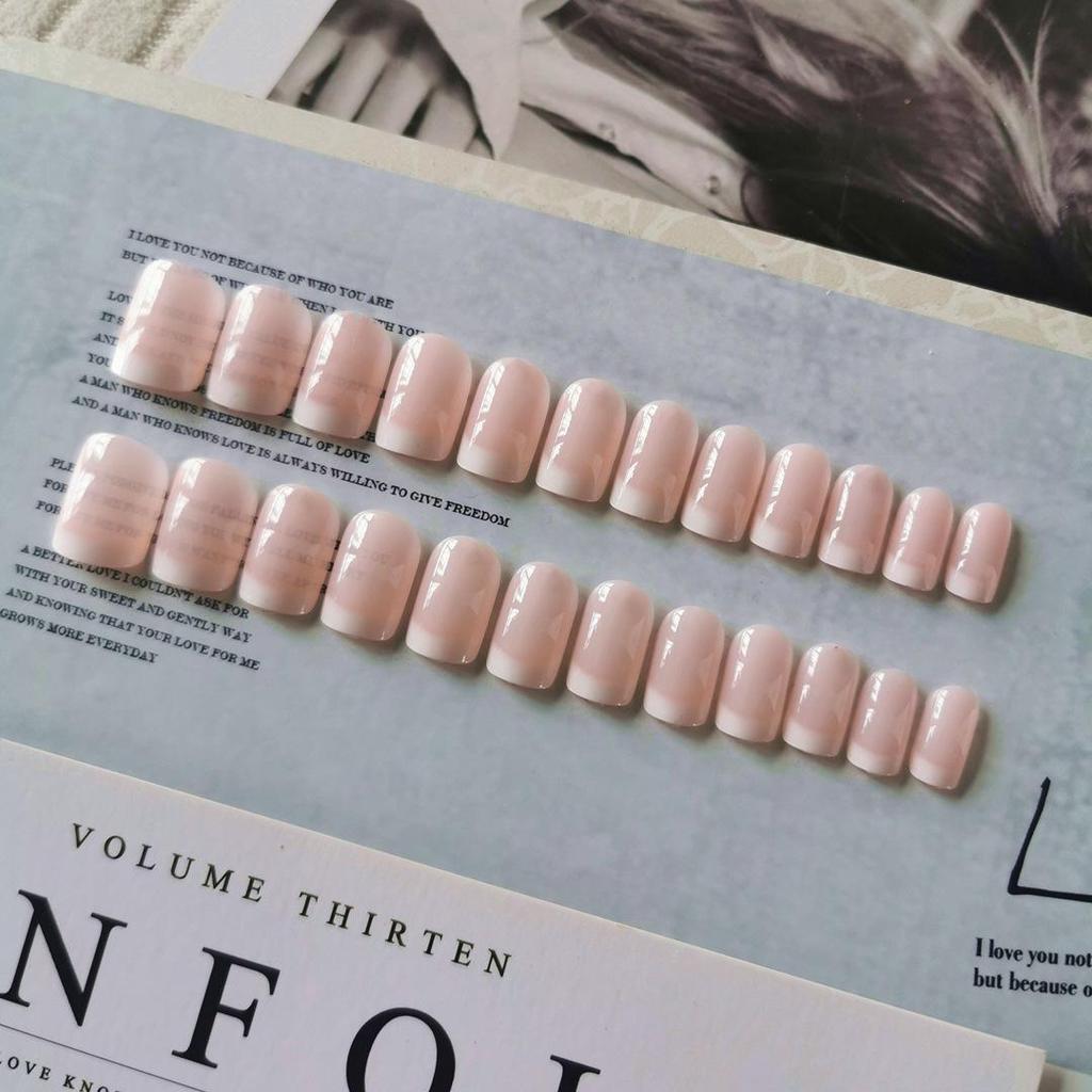 194 French Wearable Press-on Nail Tips - 24pcs Bridal UV Gel Removable False Nail Patches