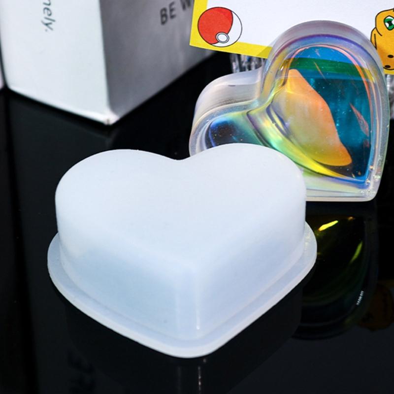 Держатель для визитных карточек, смоляная форма, подставка для именных карточек, силиконовая форма, форма для настольных украшений в форме сердца для офиса и домашнего декора