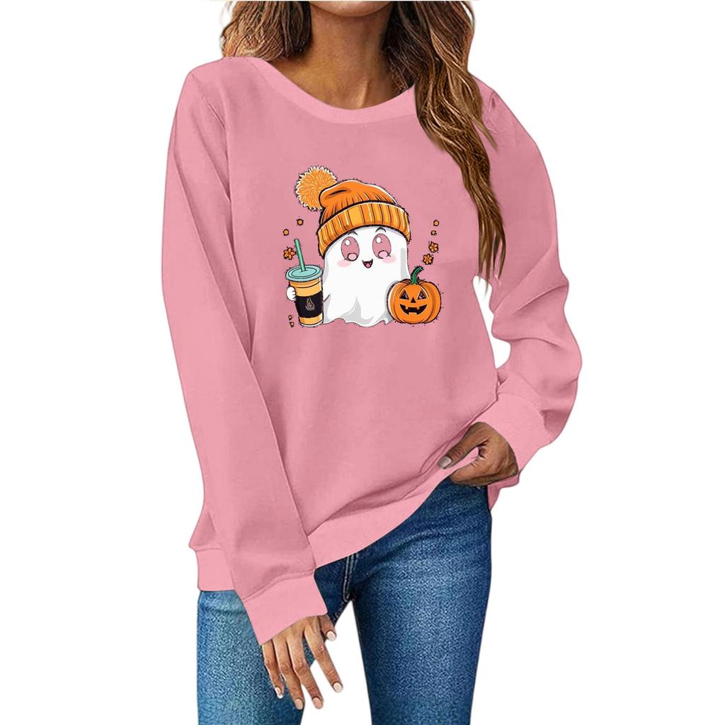 Женская мода повседневный принт повседневный длинный рукав круглый вырез толстовка топ