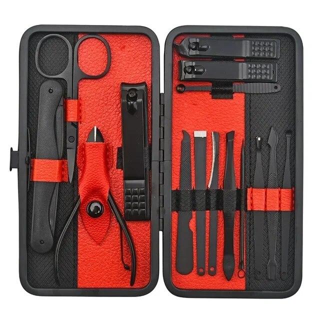 10/15/25 шт. Полный функциональный комплект Профессиональные педикюрные наборы из нержавеющей стали Машинки для стрижки ногтей с портативным чехлом Идея Подарочный маникюрный набор