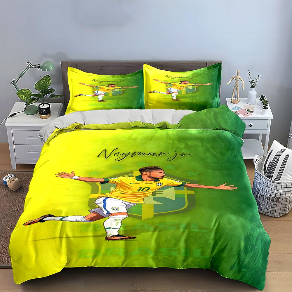 Soccer player Neymar print. Bedding sets Duvet cover sets Duvet covers Pillowcases(1* Duvet Cover 2* Pillowcases without duvet insert)