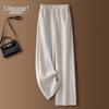 Women's Wool Blend Acetate Drawstring Casual Trousers