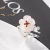S925 Pure Silver Inlaid Natural Powder Crystal Plum Blossom Fresh and Sweet Women's Opening Ring Ring Wholesale
