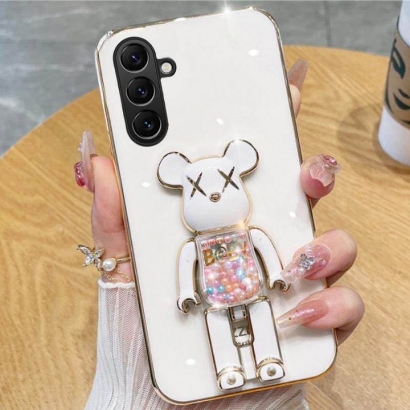 For Samsung Galaxy A07 / A07S / A08 / A18 Case Soft Electroplated Quicksand Hourglass Pellet KWAS Bear silicone shockproof Protector Smooth