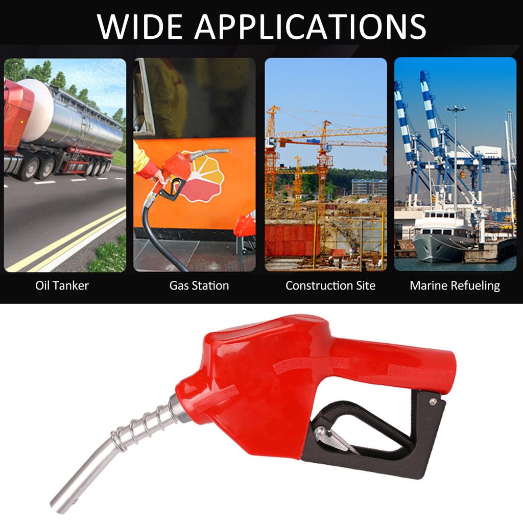 Auto Shut Off Fuel Nozzle, Aluminum Alloy Gasoline Nozzle with 1 Inlet and 13 16 Outlet, Red