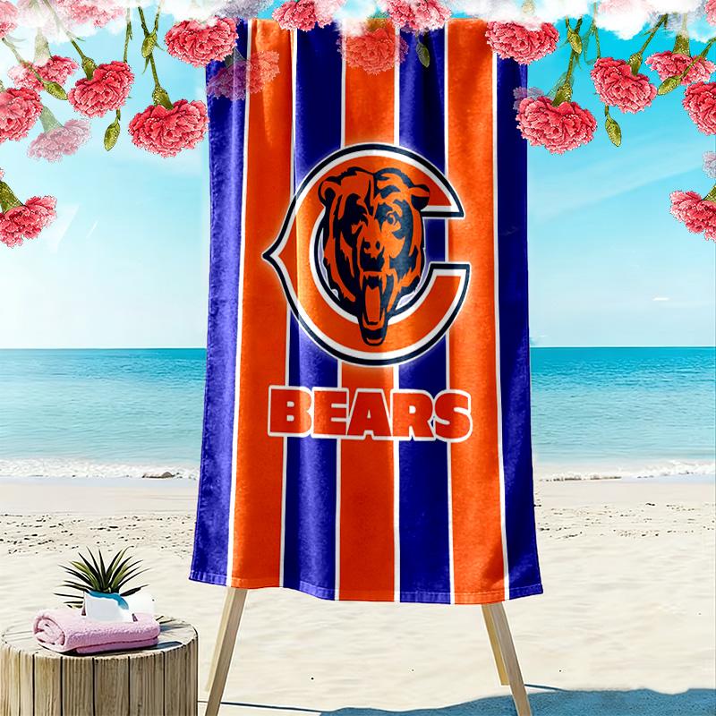 Пляжное полотенце с принтом Chicago Bears, большое, мягкое, быстросохнущее, для пляжа, кемпинга, плавания