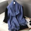 62Color Solid Women Winter Scarf Теплый Утолщенный Кашемировый Шаль Уличная Мода Роскошные Кисточки Пашмина Дамская Накидка Ветрозащитные Шарфы