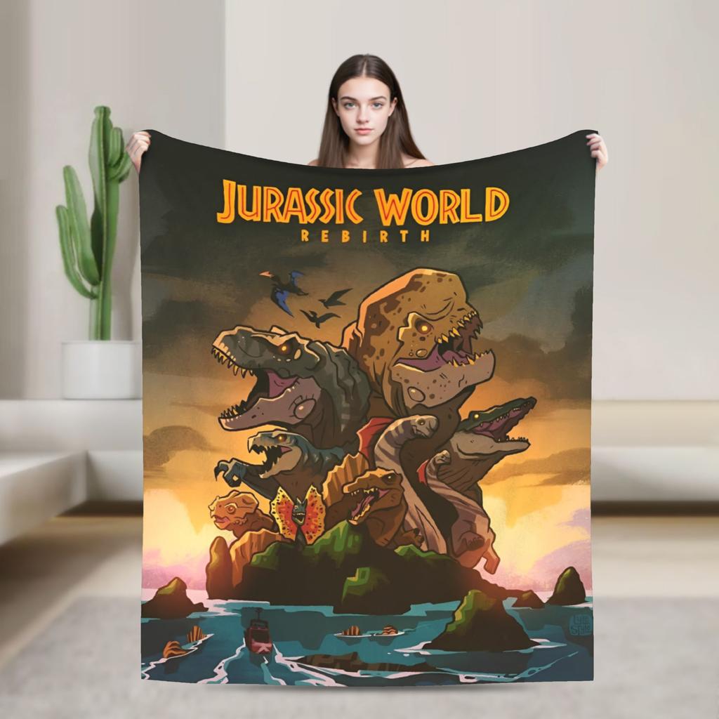 Юрское Возрождение Спинозавр Атака Мир Пледы Динозавр Флис Забавный Теплый Плед для Покрывала Осень/Зима Открытый