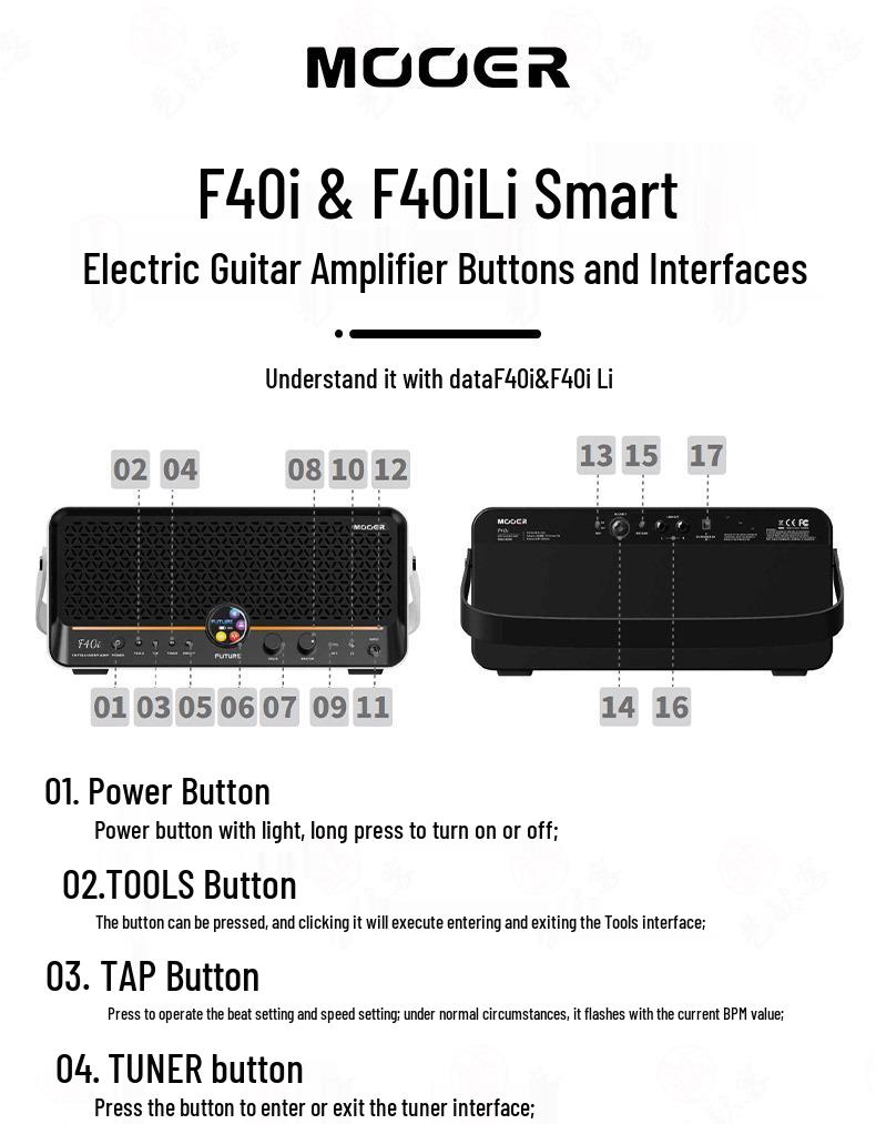 MOOER Magic Ear F40i Li Портативный Bluetooth-усилитель-динамик для электрогитары и бас-гитары