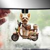Yousheng Автомобильный кулон Реалистичный щенок, едущий на мотоцикле, Дизайнерская статуэтка, Легкое подвесное украшение, Декор для дома и улицы