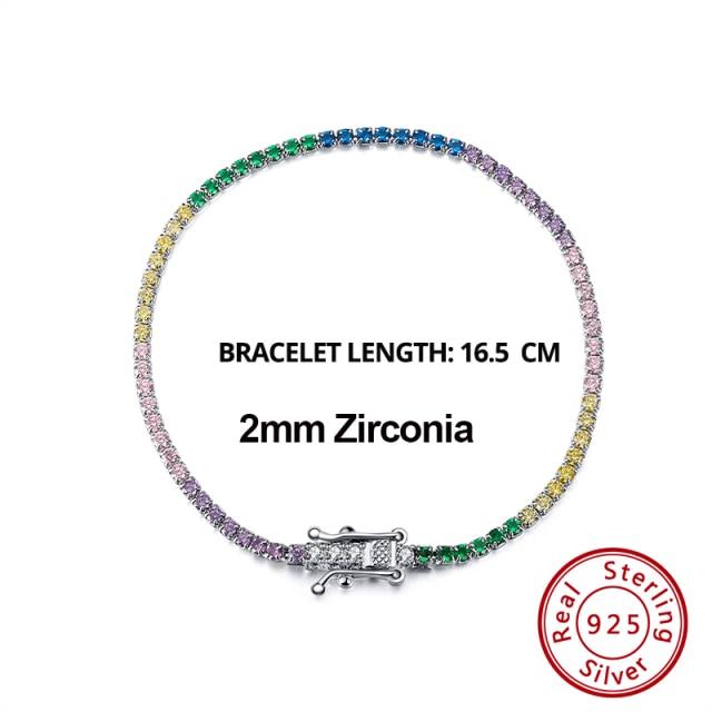 4mm Round Cut Tennis Bracelet In 925 Sterling Silver White Gold Woman Men Bracelets Bangle Jewelry Hand Chain Sb94