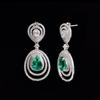 Luxury S925 Silver Long Earrings 4.20ct Created Pear 7*9mm Emerald Nano Jewelry for Women's Anniversary and Banquet Party Gift