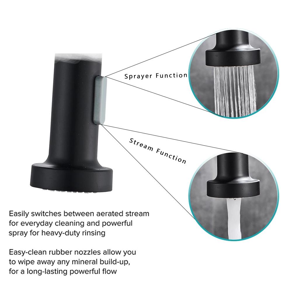 Матовый черный выдвижной кухонный смеситель, хромированный двойной режим, насадка, смеситель для горячей и холодной воды, кран-кран, латунные пружинные смесители для кухонной мойки