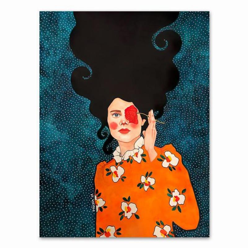 Абстрактные волосы девушки цветы птицы настенная живопись на холсте постеры на скандинавскую тематику и принты винтажные настенные панели для декора гостиной без рам