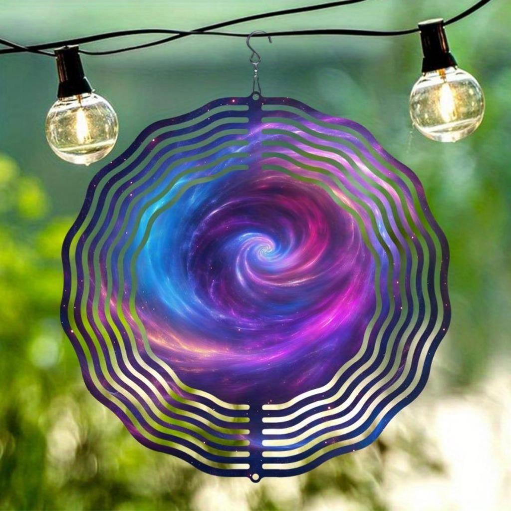 Galaxy Wind Chime Outdoor Metal Garden Decor with Cosmic Swirl Design Soothing Sound for Patio Balcony Yard Bird Deterrent