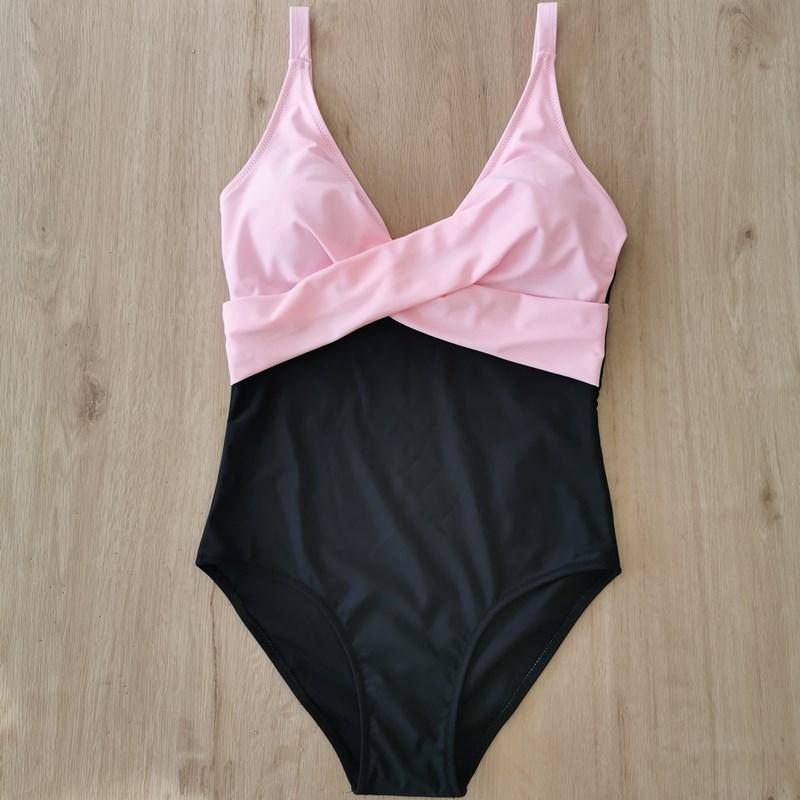 Skinny Color Matching One-piece Bikini Swimsuit Women Monokini Bathing Suits Bodysuit Plus Size Swimsuit Beach Swimming Suit For Female