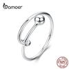 BAMOER Adjustable Rings for Women 925 Sterling Silver Rings Round Bead Minimalist Finger Ring