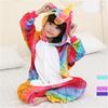 Rainbow Unicorn Sleepwear Kids Hooded Long Sleeve One Piece Animal Romper Pajamas Nightclothes