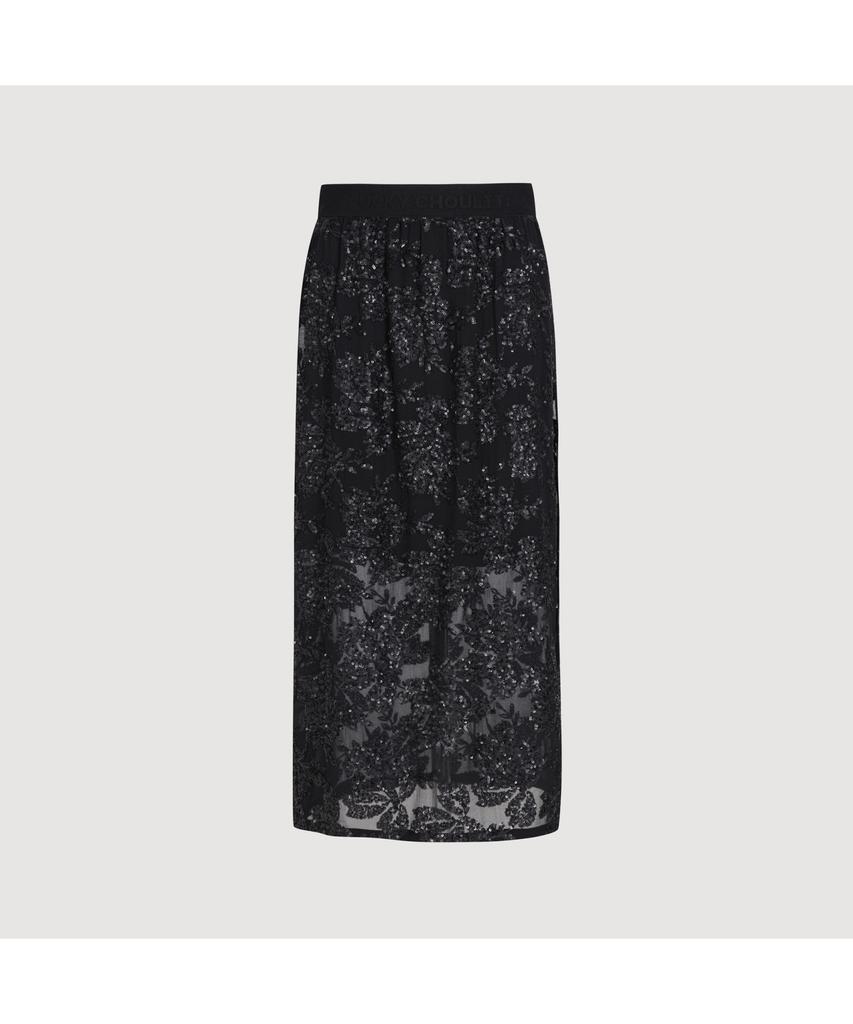 LUCKY CHOUETTE [Holiday Edition] Spangle Long Banded Waist Skirt (Under Skirt Set) (Black) Lfkas25040Bkx