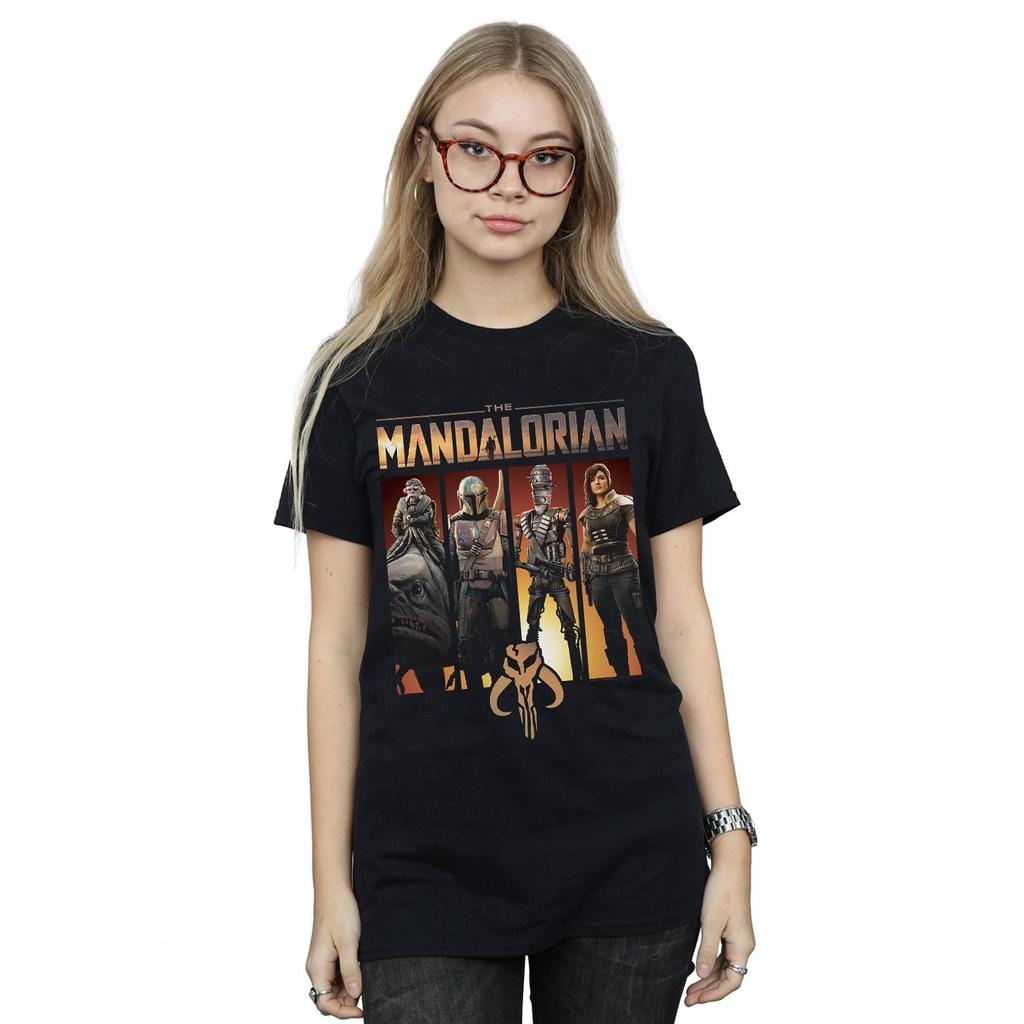 Star Wars Womens/Ladies The Mandalorian Character Lineup Cotton Boyfriend T-Shirt