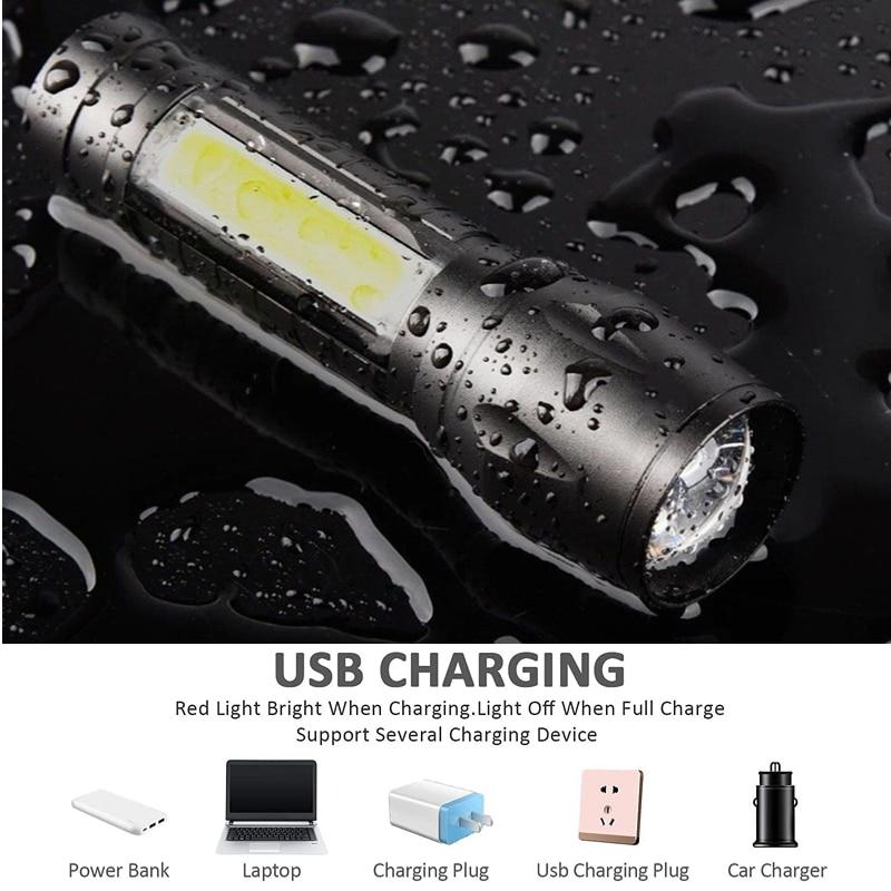 Portable Mini Led Flashlight Rechargeable Zoom LED Flashlight XP-G Q5 Flash Light Torch Lantern 3 Lighting Modes Camping Light
