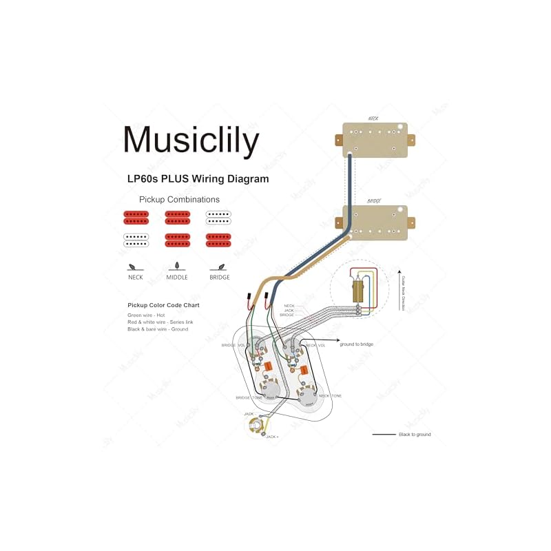 Musiclily Pro LP Standard Modern 60s PLUS Treble Bleed Предварительно распаянный комплект для электрогитар Les Paul с никелевыми переключателями