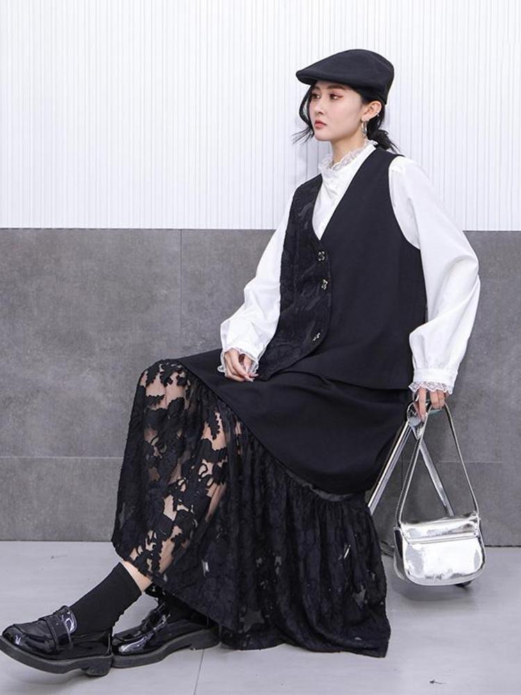 Xitao Комплект кружевного платья с карманами в стиле пэчворк GYX1519