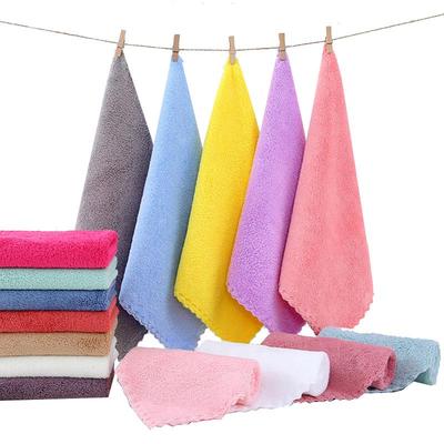 Высокоплотный коралловый флис с обрезанным краем 25x25 однотонный детский платок: Мягкое, Впитывающее Квадратное Полотенце для Рук.