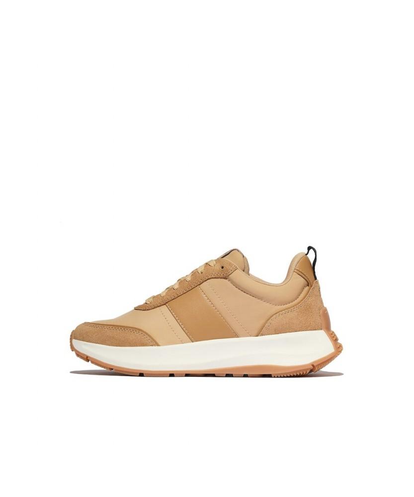 Fitflop [F-Mode] Женские кожаные/замшевые кроссовки на платформе - Верблюжий микс (Ft59K2N20C)