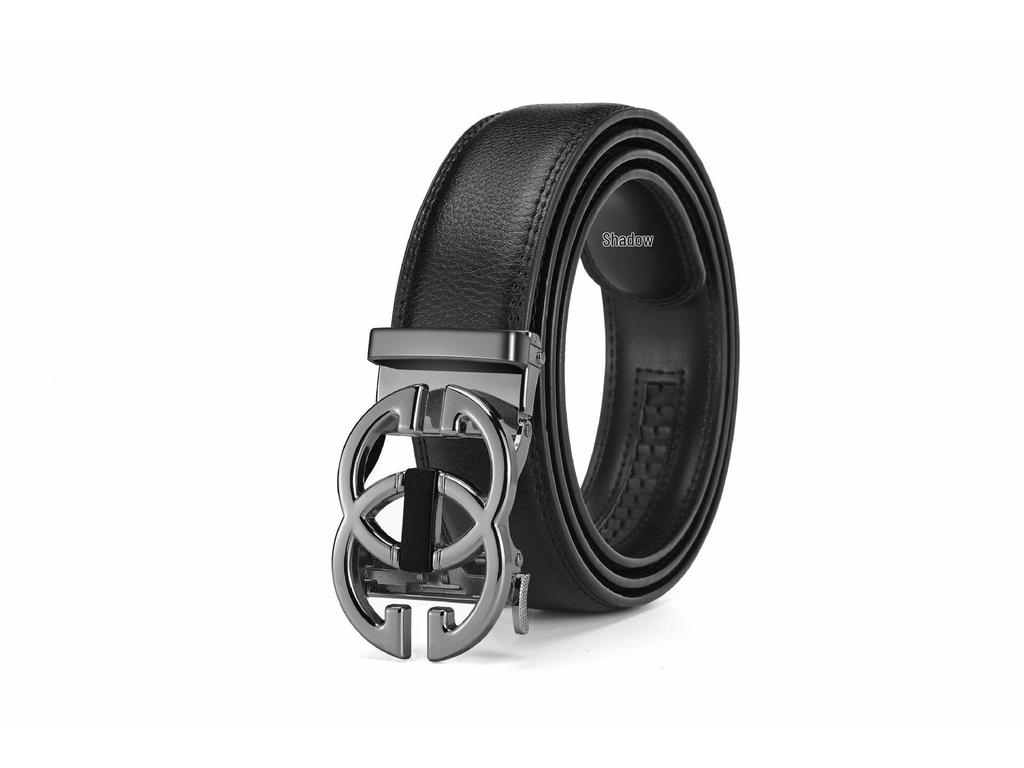 Мужской кожаный ремень - Повседневный деловой стиль с гладкой автоматической пряжкой из сплава