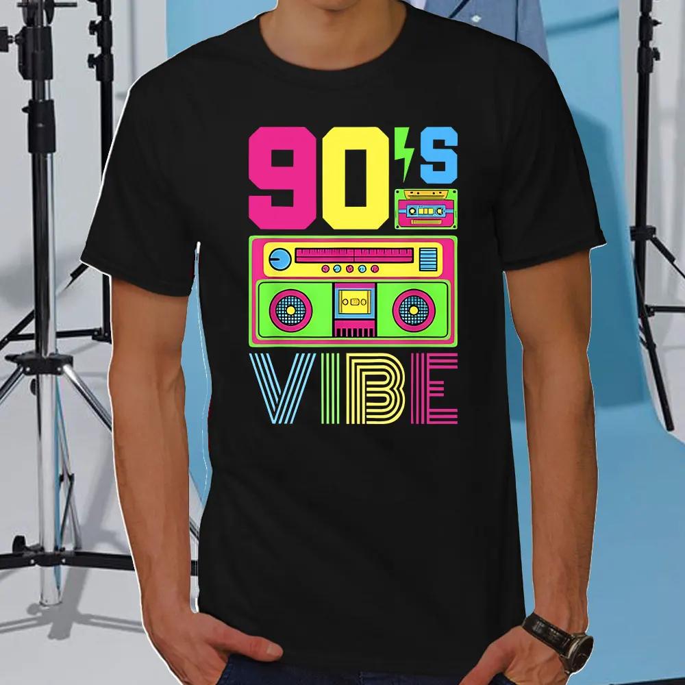 90s Vibe 1990 Style Fashion 90 Theme Outfit Nineties Costume T-Shirt Funny Graphic Tee Tops Unisex Fashion Clothing Cotton Tees