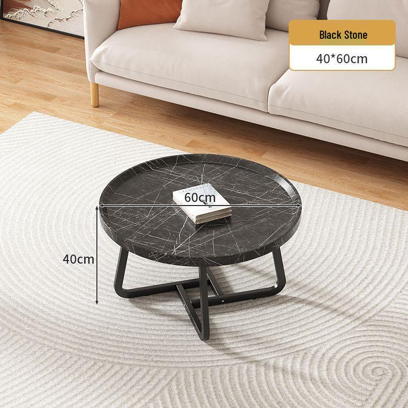Walnut Minimalist Round Side Table – Italian Luxury Coffee Table for Living Room
