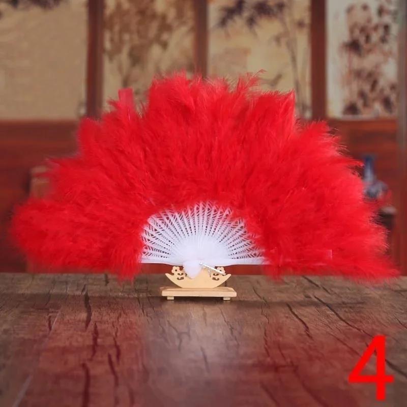 1pcs Soft Fluffy Lady Burlesque Wedding Hand Fancy Dress Costume Dance Feather Fan Chinese Fan Folding Fan