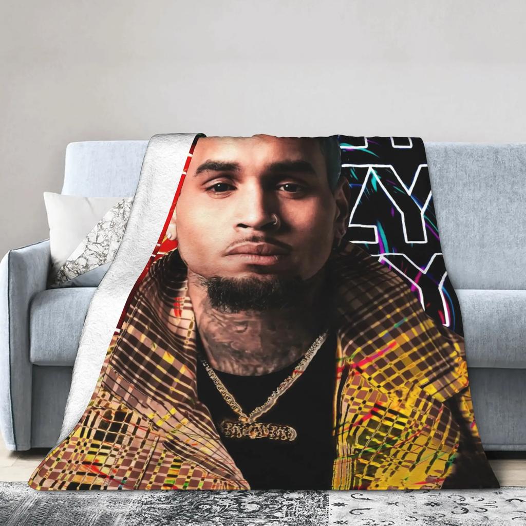 Chris Brown Quality Soft Warm Throw Blanket for Kids Winter Home Decor Street Trend Bedspread Cozy Blanket for Living Room Bedro