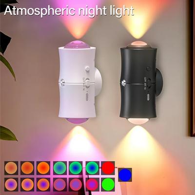 Светодиодный настенный светильник с датчиком движения RGB Перезаряжаемый Двухголовый Магнитный Прожектор для Спальни Прихожей Лестницы Атмосферное Освещение